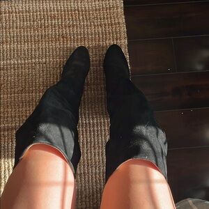 Black Suede Over-the-Knee Boots